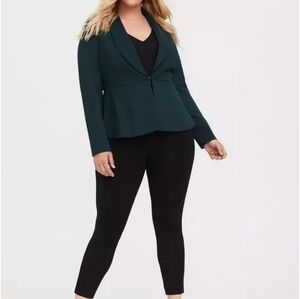 Studio By Torrid Large Monochrome Studio Luxe Ponte Peplum Blazer Old Money